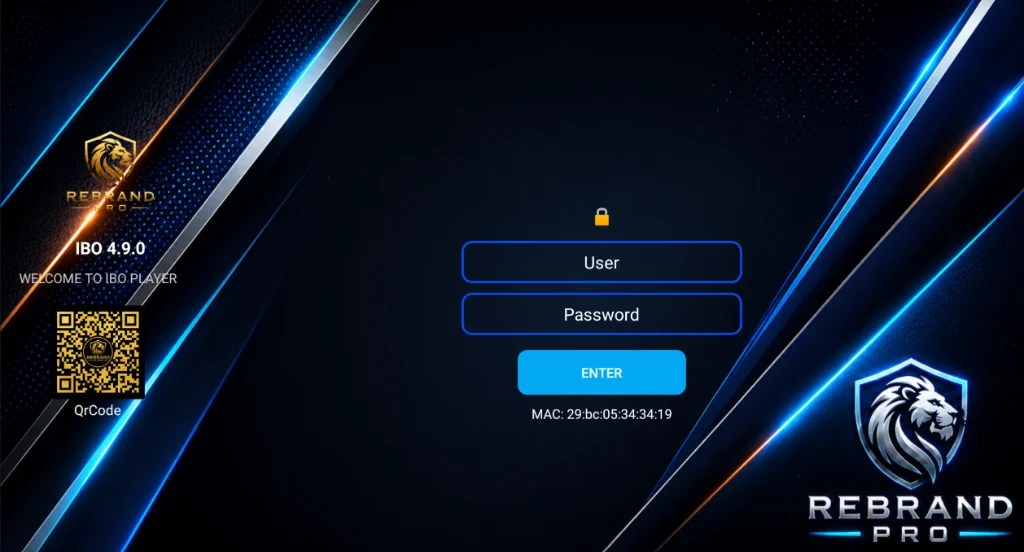 IBO Blue - Pantalla de Login
