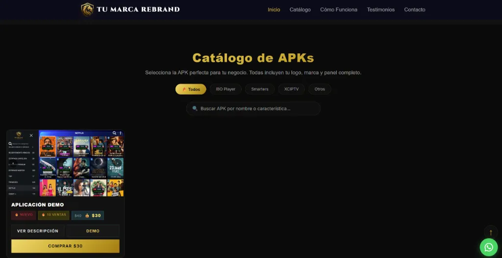 Reseller Web - Tema Dorado