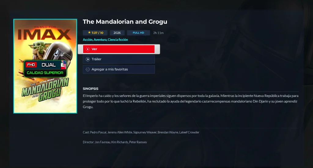 ROKU FLUJO - Ficha de Película estilo Netflix