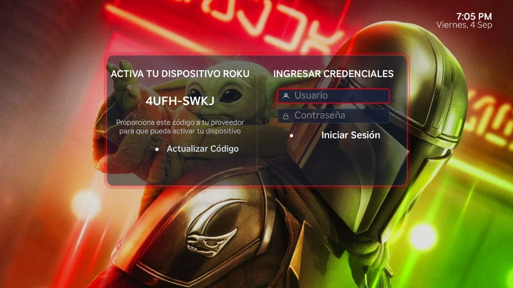 ROKU ESTILO NETFLIX - Pantalla de Activación y Login