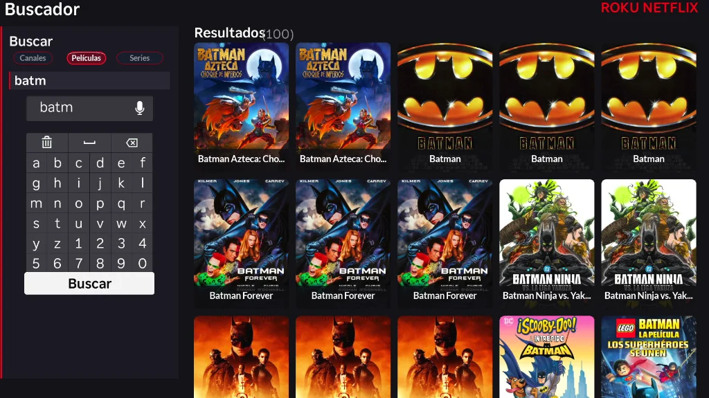 ROKU ESTILO NETFLIX - Buscador Inteligente con Teclado