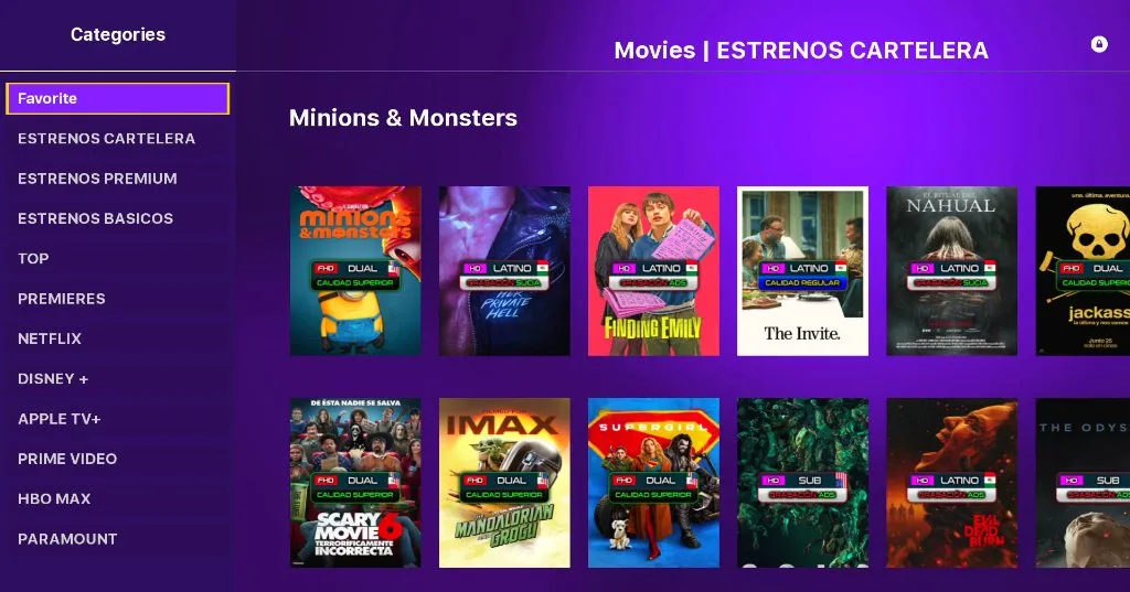 ROKU PURPLE GLASS - Catálogo de Películas